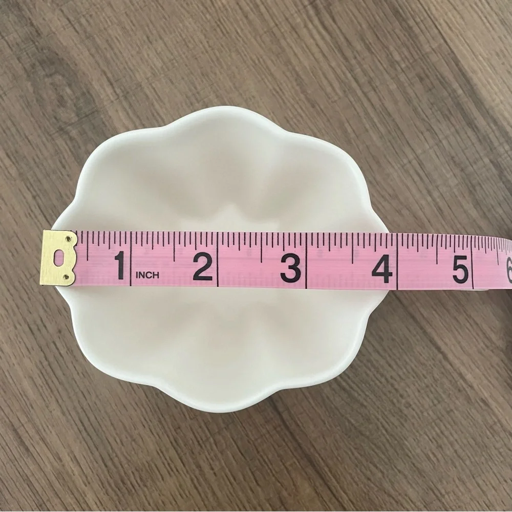 Flower Cup and Saucer Artisanal Porcelain Handmade White Tea Cup